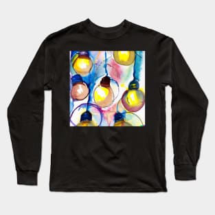 Watercolour Painting of Lightbulbs Long Sleeve T-Shirt